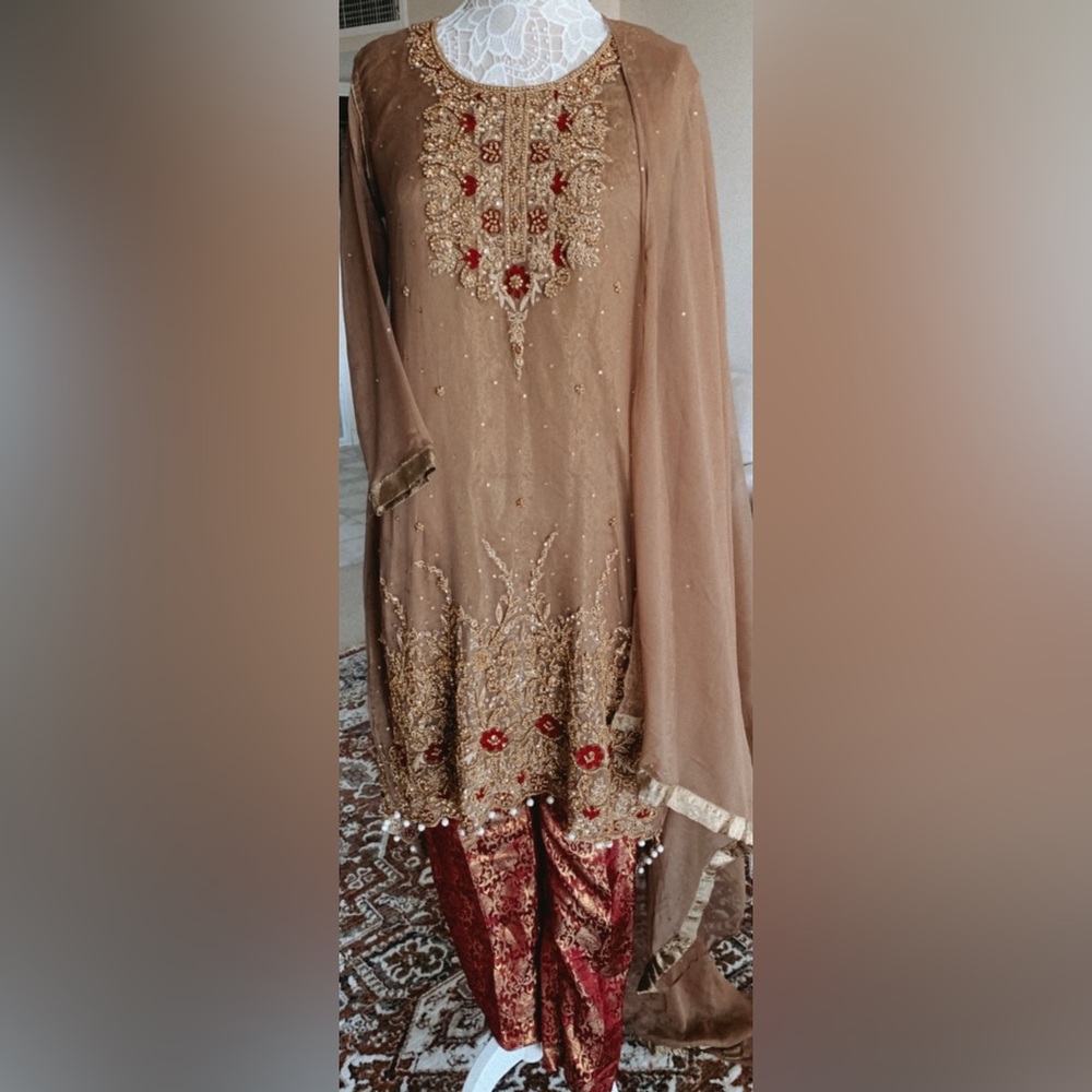 Pakistani long tail wedding wear
